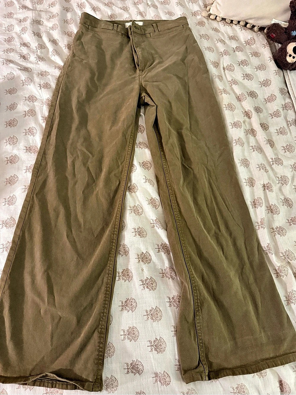 Madewell Wide Leg Pants in Green Waist 28
